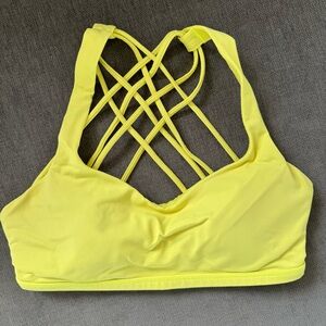 Lululemon Bright Yellow Free To Be Wild Bra Size 4 LIKE NEW
